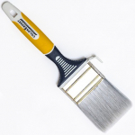 Pintsel, lapik, 80mm, valkjad-hallid harjased, kollane 3K k&auml;epide