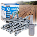 Geko terrassikruvid 4.5x60 mm, TORX T15, 250 tk, peidetud terrassilaudade paigaldamine, T15 otsik kaasas