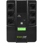 Green Cell UPS AiO 800VA UPS07, 480W, 800VA, 12V, 9Ah, 1 aku, 6 x C/F t&uuml;&uuml;pi v&auml;ljund, 2 x RJ-45 LAN, 1 x USB, liini-interaktiivne
