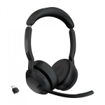 Jabra K&otilde;rvaklapid Evolve2 55 Link380c UC Stereo 25599-989-899, must, 30m, stereo, juhtmevabad, Bluetooth, USB-C, mikrofon