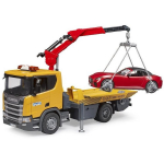 Bruder Scania Super 560R s&otilde;iduk BR-03552, 1:16, kollane, punane, valguse ja heliga, kokkuklapitav peegel, liikuvad uksed