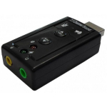 Savio AK-01 helikaart, USB, 7.1 kanalit, 16 bit, 1x3.5mm mikrofon, 1x3.5mm v&auml;ljund, plug-and-play, MIDI, must