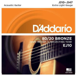 D'Addario EJ10 akustilise kitarri keeled, 6tk, 80/20 pronks, 0.254-1.19mm, Custom light