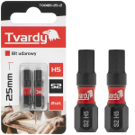 Ietekmes skrūvgrieža uzgaļi H5 25mm S2, Tvardy, T00185-25-2, 2 gab. komplekts, magnētiskais gals, izturīgs S2 tērauds