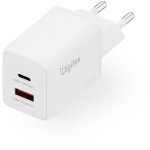 Digitus DA-10302 USB GaN laadija, 45W, 1x USB-C, 1x USB-A, valge, 100-240V, 1.3A