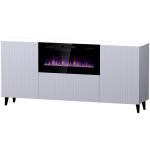 PAFOS chest of drawers with electric fireplace 180x42x82 cm white matt