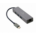 Gembird USB adapter A-CMU3-LAN-01 RJ45 1, USB-C 1, USB 3.1 3, kanalite arv 4, v&auml;rv hall, kaabli pikkus 0.17 m
