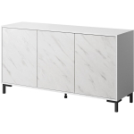 Cama Meble MARMO KOM150 BI, 150x45x80.5 cm, 3 ust, 3 riiulit, push-click, matt valge/marmorvalge