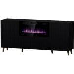 PAFOS chest of drawers with electric fireplace 180x42x82 cm matte black