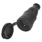 16A IP44 kummist pistikupesa GEKO G17516 230V, kaitsekate, must