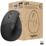 Logitech Juhtmeta Hiir Lift 910-006495, 4000dpi, 4 nuppu, optiline sensor, vertikaalne, juhtmeta, LED