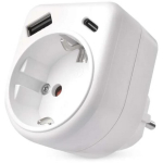 Emos Adapter P0075, 1&times;, 1&times;USB-A 5V/2,4A/12W, 1&times;USB-C 5V/3A/15W, 3680W, IP20, laste kaitse