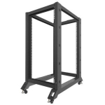 Lanberg Open rack 22U OR01-6022-B, 1229x600x1000mm, 600kg, 4 vertikaalset riba, statiiv, M6 kruvid, piduridega rattad