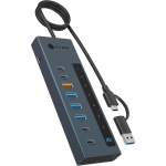 Raidsonic IB-HUB1743-CPD 9-in-1 USB jaotur, 100W, Type-C/Type-A, 9 porti