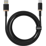 Baseus Dura USB Type-A&ndash;Type-C kaabel, 60 W, 2 m, 480 Mbit/s, must, kuldne, P10377802U01-02