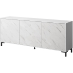 Cama Meble MARMO KOM200 BI, 200x45x80,5 cm, 3 ust, 3 riiulit, matt valge/marmorvalge, PUSH-CLICK