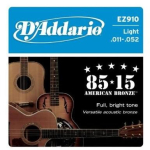 D'Addario EZ910 akustilise kitarri keeled, 11&ndash;52, terass&uuml;damik, 85/15 pronks, &uuml;mmargune m&auml;his, 6 tk