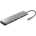 Trust 25661 USB Type-C liidese jaotur, 7 porti, 3x HDMI, 2x USB-A, 2x USB-C, 0.16m, alumiinium, USB PD 3.0