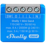 Shelly 1 Mini Gen4 Kontroller, 1MiniGen4, 110-240 VAC, 20, 8 MB, potentsiaalselt vabad kontaktid, 100 m siseruumides