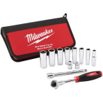 Milwaukee Tradesman 12tk 3/8" p&ouml;&ouml;rd- ja pesakomplekt, 4932501196, meetriline, kroomitud, kompaktne