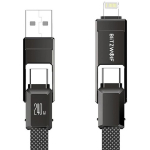 Blitzwolf BW-HDC7 4-in-1 kaabel, USB-C+Lightning, 240W, 1,2m, must, nailonist punutis, andmeedastus 480Mbps