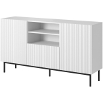 PAFOS chest of drawers on a black steel frame 150x40x90 cm white matt