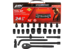 T&ouml;&ouml;riistakomplekt, JBC Pro Tools, JBC-4245B-5MPB, 24 osa, 1/2", 6-kant, 8-32 mm, 125/250 mm