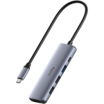 PortMate USB-C 5-in-1 Hubs 4K HDMI USB-C PD USB-A 3.0 2.0 Alumīnija Pelēks Cudy UH405