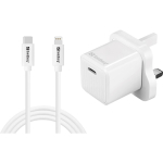 Sandberg USB-C laadija 441-64, 230V, 20W PD, 1x USB-C, 1m Lightning kaabel, valge