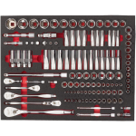 Milwaukee 4932498518, vahtsisu p&ouml;&ouml;rdv&otilde;tme ja mutriv&otilde;tme komplekti jaoks, 119 osa, 1/4", 3/8", 1/2", 90 hammast, 4&deg;