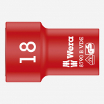 Izolēta muciņa 18mm, WERA, 05004962001, 3/8" VDE, dro&scaron;ība līdz 1000V