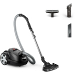 Philips silindervacuum XD8122/10, 900 W, 4 L, HEPA 13, 75 dB, must, 12 m t&ouml;&ouml;raadius, 2 otsikut
