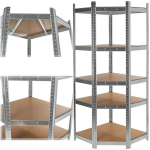Geko Nurgahylly G10875A 180 cm, 40 cm, 70 cm, 175 kg, 5 riiulit, 0.55 mm tsinkteras teras, 4 mm MDF, 2 terasest risti riiuli