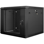 Lanberg Seinale paigaldatav rack WF01-6609-10B, 600x600mm, 9U, max 60kg, IP20, klaasuks, 2 ventilaatori pesa
