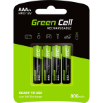 Green Cell GR04 kodumure akumulator, 4 tk, 800 mAh, 1.2 V, NiMH, -20 - 60 &deg;C, roheline, must
