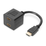 Digitus Video signaali jagaja HDMI-HDMI AK-330400-002-S, 0,2m, 1xHDMI M, 2xHDMI F, 1920x1200, kullatud kontaktid