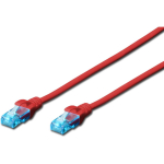 Digitus DK-1512-005/R, CAT 5e U-UTP patch-kaabel, 0,5 m, RJ45 (8/8), PVC AWG 26/7, punane, kaitsekorkidega