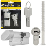 Keltin Luku silindri sisestus nupuga K02703, 30/30G mm, 3 v&otilde;tit, 25 000 ts&uuml;klit, alumiinium, ZnAl sulam, kinnituskruvi kaasas