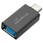 Mediarange USB adapter, MRCS216, 1x USB-A, 1x USB-C, 10 Gbp/s, must, tsinkisulamist korpus