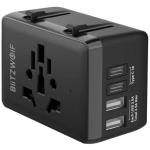 Blitzwolf BW-TA1 reisiadapter, 2xUSB, Type-C, PD 20W, 100-240V, 8A, 800-1920W, 109g