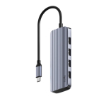 PortMate USB-C 6-in-1 centrmezgls 4K 30Hz HDMI USB-C PD 4x USB-A 3.0 Alumīnija pelēks Cudy UH500