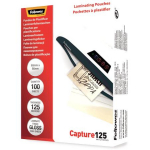 Fellowes | Laminating Pouch - 65x95mm | Glossy | Ideal for identity cards, credit cards, business cards and visitor cards; Capture 125 Micron thickness - providing an advanced level of document protection; Pack size of 100; Compatible with all lamina ...