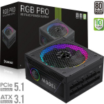 Gamemax toiteplokk RGB PRO 1300P, 1300 W, Platina, T&auml;ielikult modulaarne, 140 mm ventilaator, 12 V