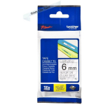 Brother TZe-111 laminaatlint, TZE111, 8 m, 6 mm, must selge, otsene termiline, TZ, 1 kassett