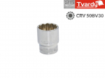 Bi-Heksagonālā Uzgriežņu Galva 1/2" 27 mm, Hromēts Vanādija Tērauds, T00143-27, TVARDY