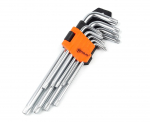 Zvaigznī&scaron;u atslēgu komplekts TORX., 9gab Т10-Т50, CrV, garās 25-008 POLAX