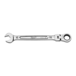 MAX BITE&trade; KOMBINĒTĀ UZGRIEŽŅU ATSLĒGA AR LOKANU GALVU UN SPRŪDRATU, MAXBITE FLEX HEAD RATCHETING SPANNER - METRIC - 15 MM, 4932480188 MILWAUKEE