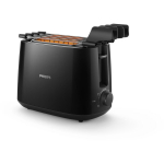 Philips Toaster HD2583/90, 600 W, 220-240 V, 2 pesa, 8 pruunistamisastet, Must, Plastmass, Automaatne v&auml;ljal&uuml;litus
