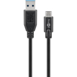 Goobay S&uuml;nkroonimise ja laadimise kiirus 73141, 3 m, 15 W, USB-C, USB 3.0 A-t&uuml;&uuml;pi (mees), must