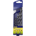 Irwin Puurimisseade 10501917, 4mm, 5mm, 6mm, 8mm, 10mm, teras, kruvi, sirge, ettepoole puurumine, graniit, 5 tk.
